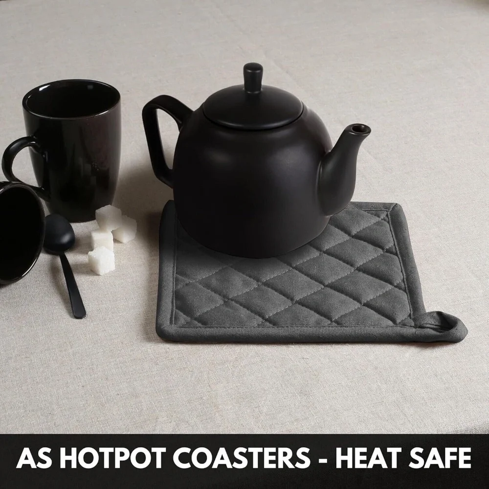 Softopia Cotton 4 piece set: 2 Cotton Oven Mitts & 2 Cotton Pot Holders;‎ Grey